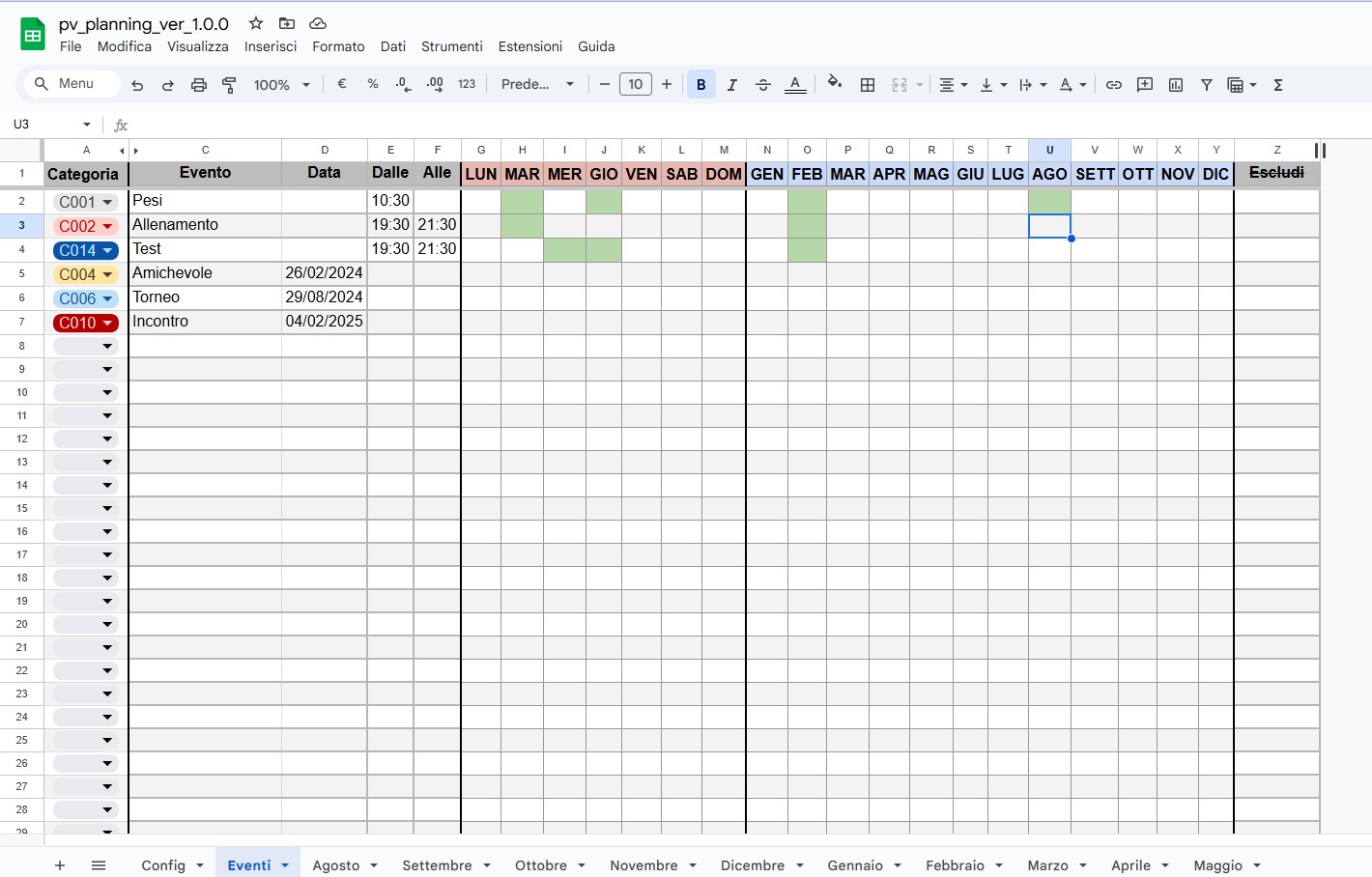 Progetto Planning Pallavolistico: Dall’Idea alla Realizzazione con Google Spreadsheet